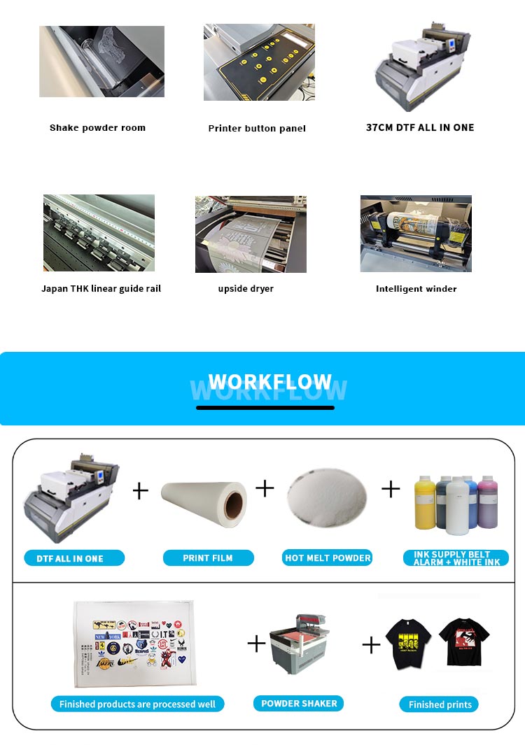 Fluxo de trabalho da impressora A3 dtf tudo em um